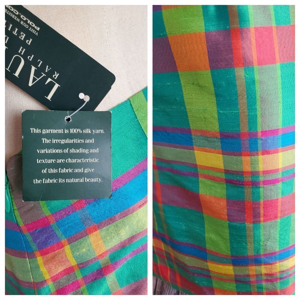 New Lauren Ralph Lauren Short Silk Madras Pencil Skirt - Picture 6 of 7